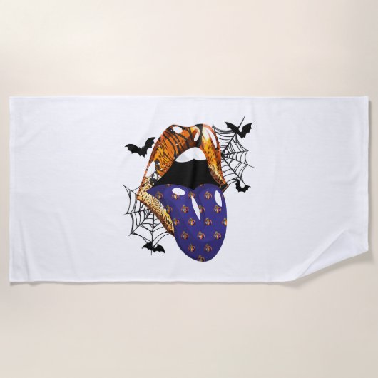 ハロウィーンの口 ビーチタオル (正面)