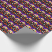 ハロウィーンの古いイギリスのシェプドッグヴァンパイアパンプキンス ラッピングペーパー (角)