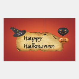 ハロウィーンの古い羊皮紙の挨拶 長方形シール