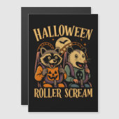 ハロウィーンの叫び アライグマとポッサム マグネット招待状 (正面/裏面)