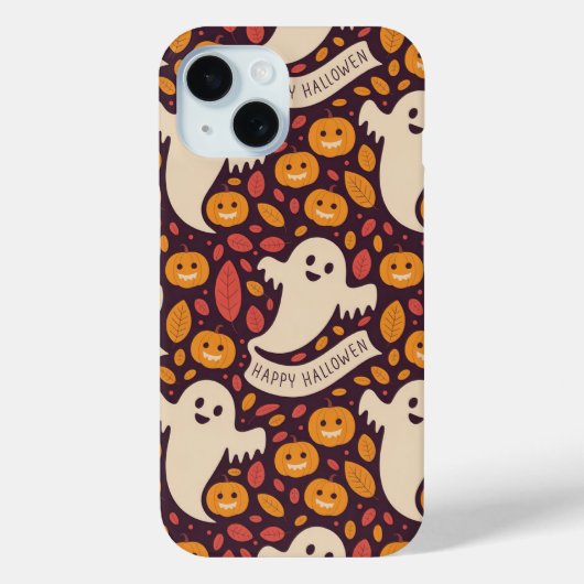 ハロウィーンの可愛いおばけとかぼちゃのデザイン Case-Mate iPhoneケース (裏面)