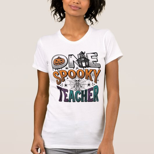 ハロウィーンの可愛い先生のベクターイラストデザイン_1 Tシャツ (正面)