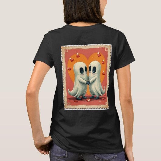 ハロウィーンの可愛い恋人たちスタンプ Tシャツ (裏面)