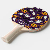 ハロウィーンの名前こうもりパンプキンパープルパターンラグジュアリー 卓球ラケット (正面アングル)