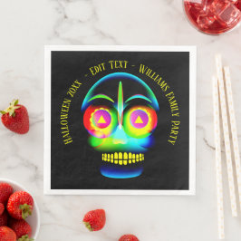 ハロウィーンの名前の年ネオンルックグローブルースカル