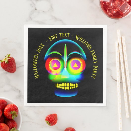 ハロウィーンの名前の年ネオンルックグローブルースカル (インサイチュ)