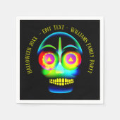 ハロウィーンの名前の年ネオンルックグローブルースカル スタンダードカクテルナプキン (正面)