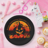 ハロウィーンの名前20xxグローパンプキンキャットくもの巣9" ペーパープレート (パーティー)