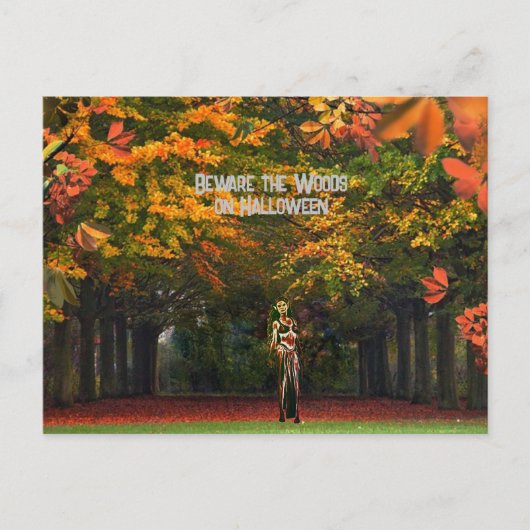 ハロウィーンの吸血鬼の魔女の森に注意 シーズンポストカード (正面)