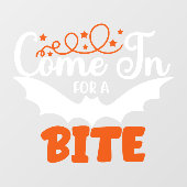 ハロウィーンの吸血鬼バットがかっこいい「ひとくちどう?」窓用ステッカー ウィンドウサイン (シート)