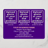 ハロウィーンの四角形に紫のビジネスブランド 箔シーズンカード (裏面)