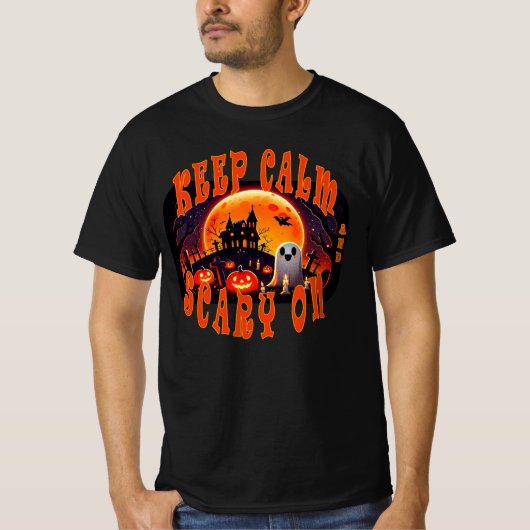 ハロウィーンの墓地かわいい幽霊とジャック・オランタン Tシャツ (正面)