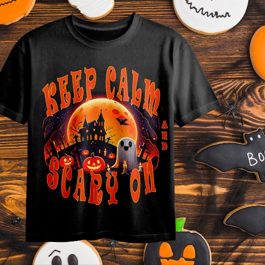 ハロウィーンの墓地かわいい幽霊とジャック・オランタン Tシャツ