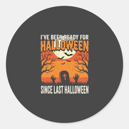 ハロウィーンの墓場デザインの準備はできています_1 ラウンドシール (正面)