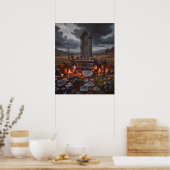 ハロウィーンの墓石ポスター ポスター (キッチン)