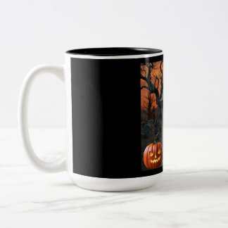 ハロウィーンの墓石ユーモア"Cia N Hell" ツートーンマグカップ