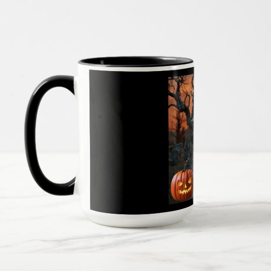 ハロウィーンの墓石ユーモア"Dewey Burnum"マグカップ マグカップ (左)