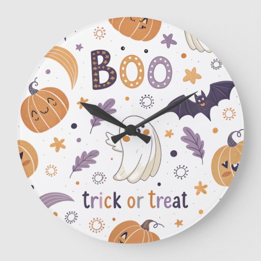 ハロウィーンの壁時計をトリックまたは治療する ラージ壁時計 (正面)