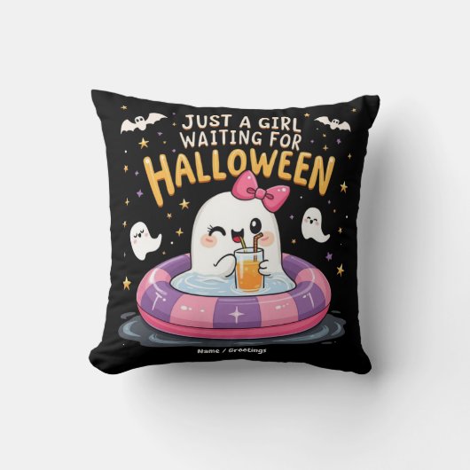 ハロウィーンの夏を待っている女不気味の子 クッション (正面)