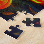 ハロウィーンの夜にカボチャの森で黒猫 ジグソーパズル (側面)