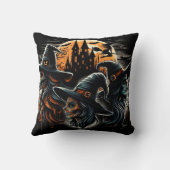 ハロウィーンの夜に満月の下で3人の魔女 クッション (裏面)