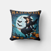 ハロウィーンの夜に舞う魔女 クッション (正面)