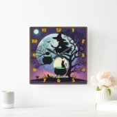 ハロウィーンの夜に魔女がポーションを醸造 スクエア壁時計 (ホーム)