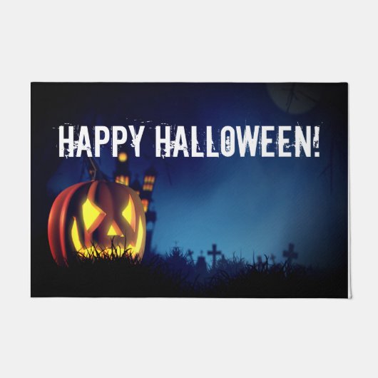 ハロウィーンの夜のジャック・オ・ランタン ドアマット (正面)