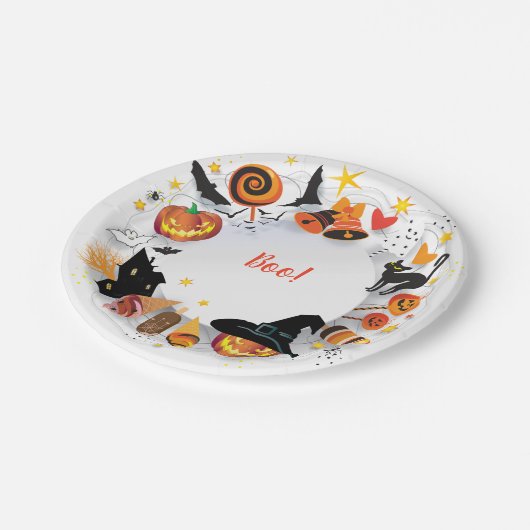 ハロウィーンの夜のセレブレーション，カーニバル,トレンディー ペーパープレート (アングル)