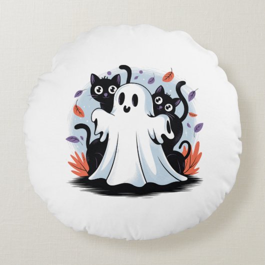 ハロウィーンの夜の遠吠え ラウンドクッション (正面)