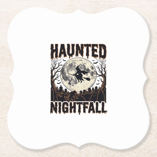 ハロウィーンの夜のTシャツ ビンテージ風の彫刻 ハロウィーン デ ペーパーコースター (正面)