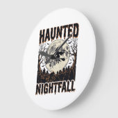 ハロウィーンの夜のTシャツ ビンテージ風の彫刻 ハロウィーン デ ラージ壁時計 (傾斜)