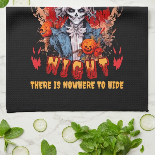 ハロウィーンの夜は隠れる場所がない キッチンタオル (折り畳み)