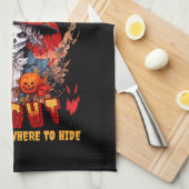 ハロウィーンの夜は隠れる場所がない キッチンタオル (四つ折り)