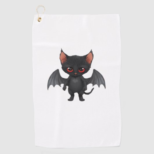 ハロウィーンの夜クラシックの猫の鬼Tシャツ ゴルフタオル (正面)