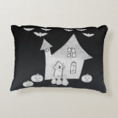 ハロウィーンの夜幽霊のよく出るは家、こうもり、カボチャ アクセントクッション (裏面)