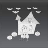 ハロウィーンの夜幽霊のよく出るは家、こうもり、カボチャ シール (正面)
