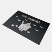 ハロウィーンの夜幽霊のよく出るは家、こうもり、カボチャ ドアマット (アングル)