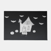 ハロウィーンの夜幽霊のよく出るは家、こうもり、カボチャ ドアマット (正面)