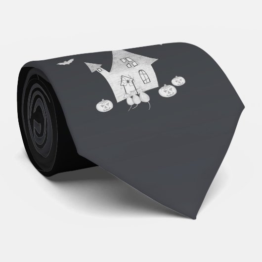 ハロウィーンの夜幽霊のよく出るは家、こうもり、カボチャ ネクタイ (ロール)