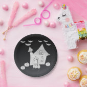 ハロウィーンの夜幽霊のよく出るは家、こうもり、カボチャ ペーパープレート (パーティー)