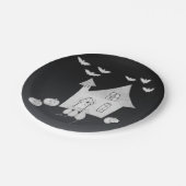 ハロウィーンの夜幽霊のよく出るは家、こうもり、カボチャ ペーパープレート (アングル)