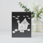 ハロウィーンの夜幽霊のよく出るは家、こうもり、カボチャ ポストカード (スタンド正面)