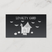 ハロウィーンの夜幽霊のよく出るは家、こうもり、カボチャ ロイヤリティカード (正面)