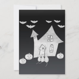 ハロウィーンの夜幽霊のよく出るは家、こうもり、カボチャ 招待状