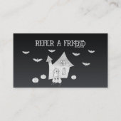 ハロウィーンの夜幽霊のよく出るは家、こうもり、カボチャ 紹介カード (正面)