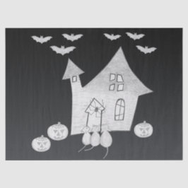 ハロウィーンの夜幽霊のよく出るは家、こうもり、カボチャ 薄葉紙