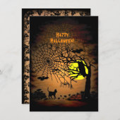 ハロウィーンの夜、ハッピーハローウィン! サンキューカード (正面/裏面)