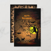 ハロウィーンの夜、ハッピーハローウィン! サンキューカード (正面/裏面)