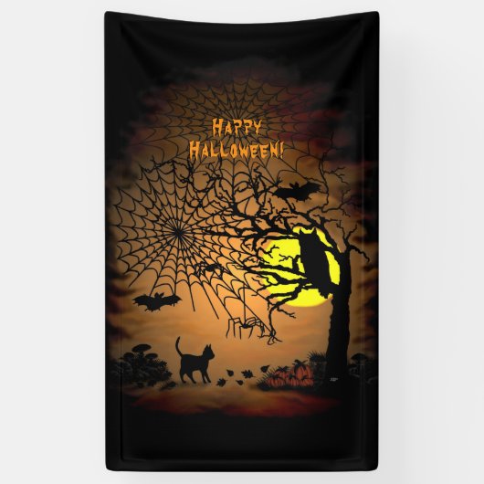 ハロウィーンの夜、ハッピーハローウィン! 横断幕 (縦)